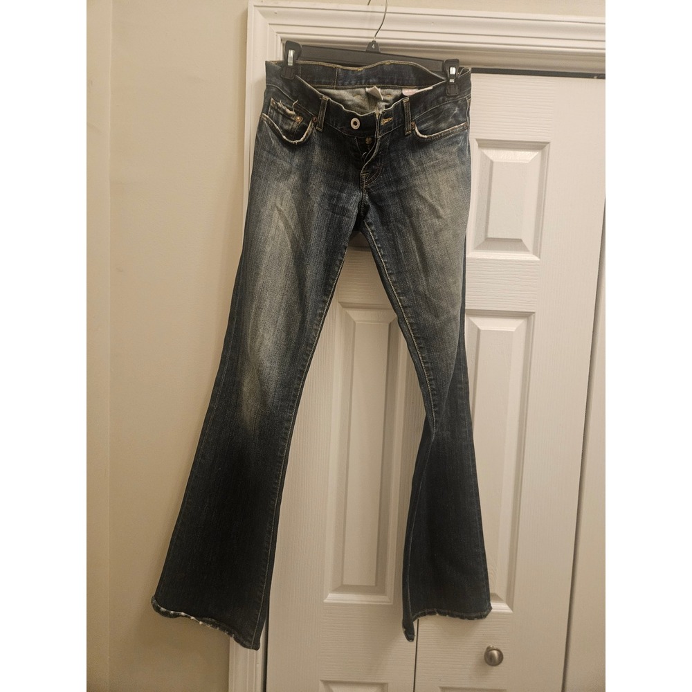 Lucky Brand Dungarees Maggie Jean Gene Montesano Flare Leg Dark Wash Denim 26/2